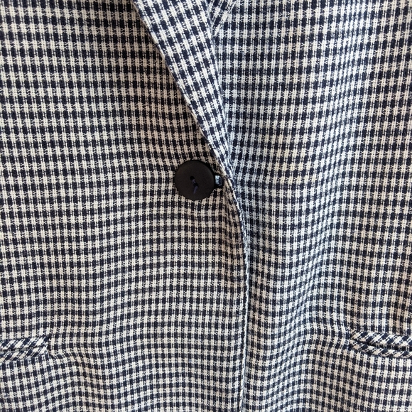 Vintage 80s/90s Navy/White Plaid Oversized Blazer - Picture 4 of 12